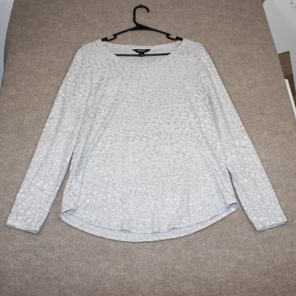 Simply Vera Vera Wang Gray White Abstract Burnout Long Sleeve Top Small